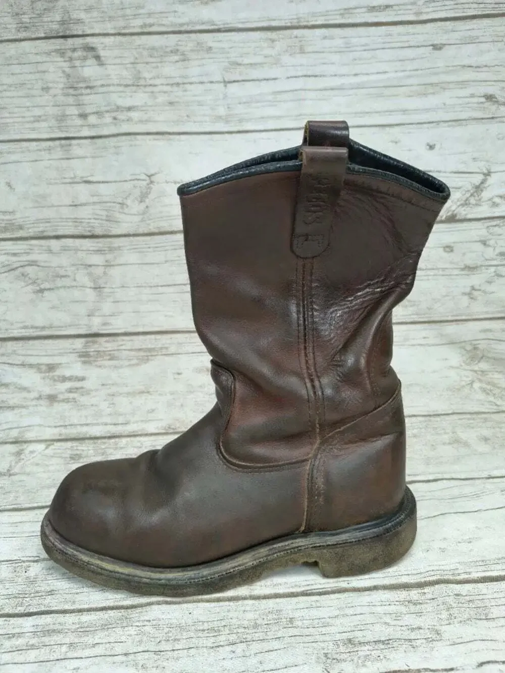 Red Wing Pecos Brown Leather Pull-On Tall Boots Cowboy Western Boots Men Size 8